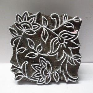 Vintage old wooden hand carved textile printing on fabric block / stamp vintage tool floral carving design print pattern STAMP HOME DECOR