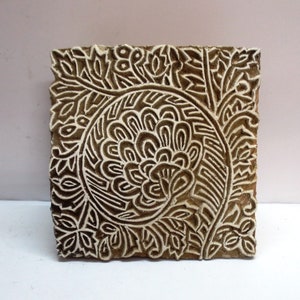 Hand Tool wooden hand carved textile printing on fabric block / stamp vintage tool floral design pattern