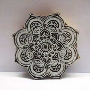 Indian wooden hand carved textile printing on fabric block / stamp vintage tool BOHO Mandala Design