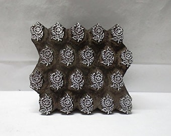 Vintage indian wooden hand carved textile printing on fabric block / stamp vintage tool floral buti design print