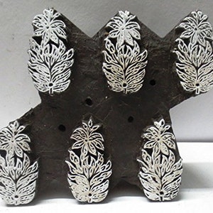 Vintage wooden hand carved textile printing on fabric block / stamp vintage tool carving design print pattern fine buti motif