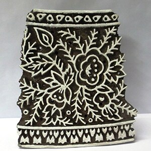 Traditional ethnic wooden blocks block hand carved textile printing on fabric / stamp vintage tool carving design print pattern
