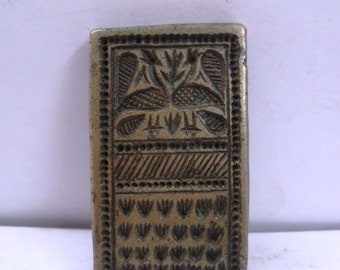 Indian Brass Metal Jewellery Making Tool Mold Seal Stamp Folk Ethnic Bird Design Mughal Pattern
