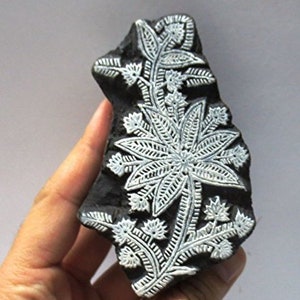 Indian wooden hand carved textile printing on fabric block / stamp fine detailed carving unique MOTIF design pattern