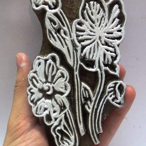 Vintage Indian wooden hand carved textile printing fabric block / stamp design pattern hand craved print block Flower motif