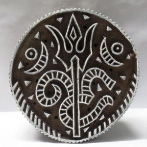 Handgeschnitzte Holzdruckblöcke Holzdruckstempel Textilholzdruckstempel Holzdruckblock HINDU OM Kalligraphie MUSTER