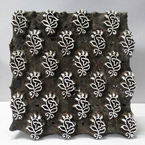 Indian Hand Carved Wooden Printing Blocks Wooden Printing Stamps Textile Stamps wood printing blocks Indian wood floral design blocks 1