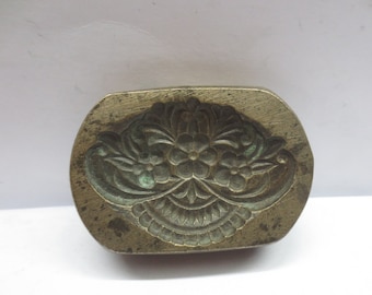 Vintage Indian Brass Bronze Jewelry Making tool Mould Stamp Dye Wax Seal ETHNIC traditional UNIQUE art imprint Pattern LARGE