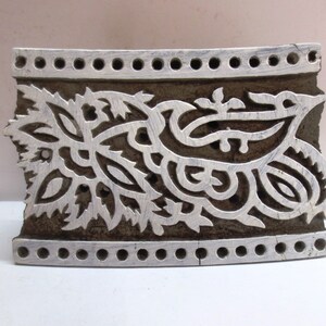 Antique Wooden Hand Block Printing stamp Vintage Wood Carved Textile Indian Decor Piece.