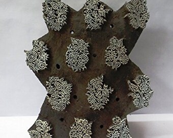 Vintage Indian wooden hand carved textile printing fabric block / stamp anokhi buti design pattern