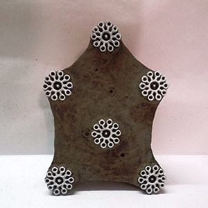 Indian wooden hand carved textile printing on fabric block / stamp unique art folk design circle motif pattern