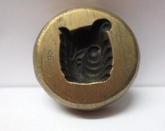 Vintage India Brass Metal Jewelry Making Tool Mold Seal Stamp Unique Design