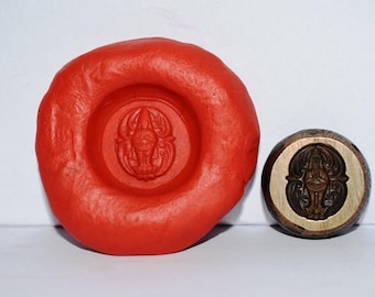 Indian Brass Metal Jewellery Making Tool Mold Seal Imprint Stamp Ethnic Design Fine Religious Motif
