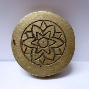 Vintage Indian Brass Metal Jewelry Making Tool Mold Stamp Large Mandala Motif
