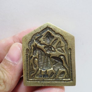Vintage Indian Brass Bronze Jewelry Making tool Mould Stamp Dye Wax Seal HIndu God amulet Pattern