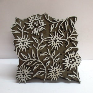 Indian wooden hand carved textile printing on fabric block / stamp fine detailed carving unique floral design pattern