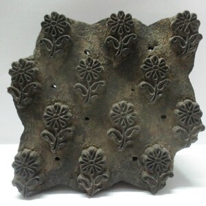 Vintage indian wooden hand carved textile printing on fabric block / stamp vintage tool carving design print pattern FLOWER BUTI MOTIF