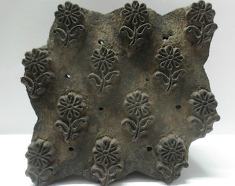 Vintage indian wooden hand carved textile printing on fabric block / stamp vintage tool carving design print pattern FLOWER BUTI MOTIF