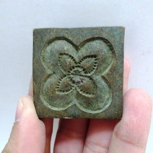 Antique Indian Brass Bronze Jewelry Making tool Mould Stamp Dye Wax Seal ETHNIC traditional folk motif Design Pattern