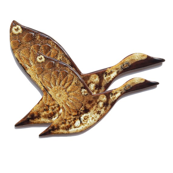 Ceramic Wall Decor Set of Two Flying Together Ducks medium Etsy