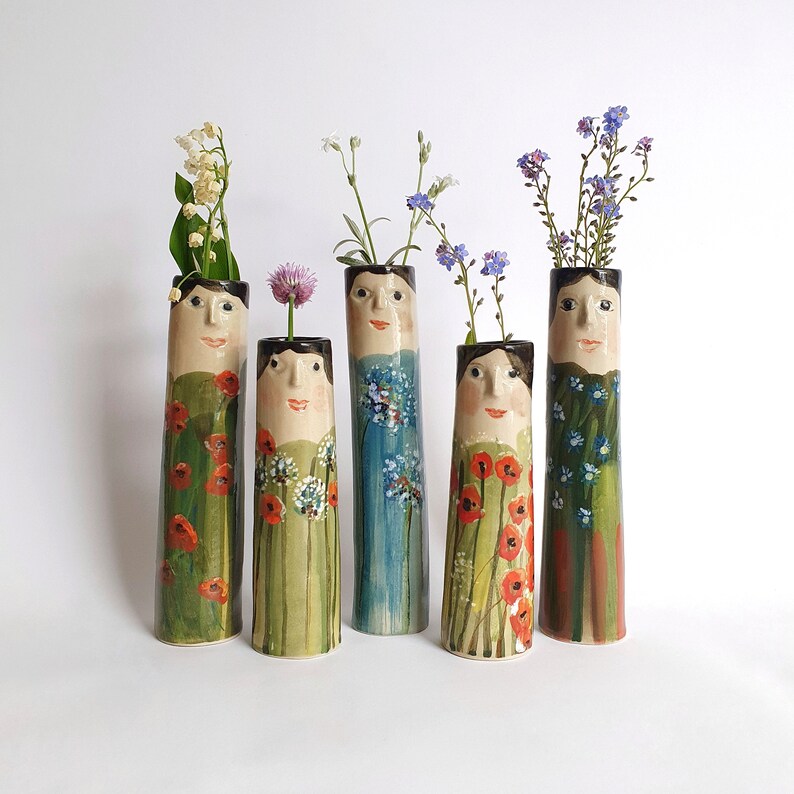 Flower Family Bud Vases Ceramic Vases Pottery Planter Vases Etsy