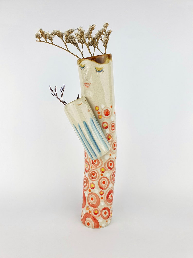 Family Bud Vases Handmade Pottery Planter Head Vase Dried Etsy
