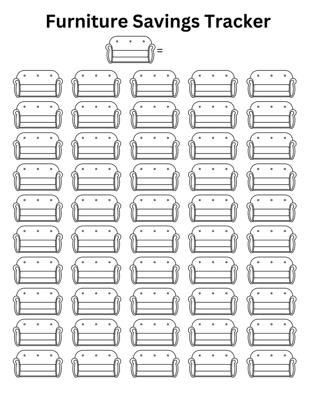 Furniture Savings Tracker Printable, Simple, White, Money, PNG Etsy