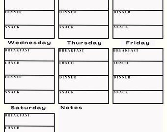 Weekly Meal Planner Digital Download Breakfast Lunch Dinner - Etsy