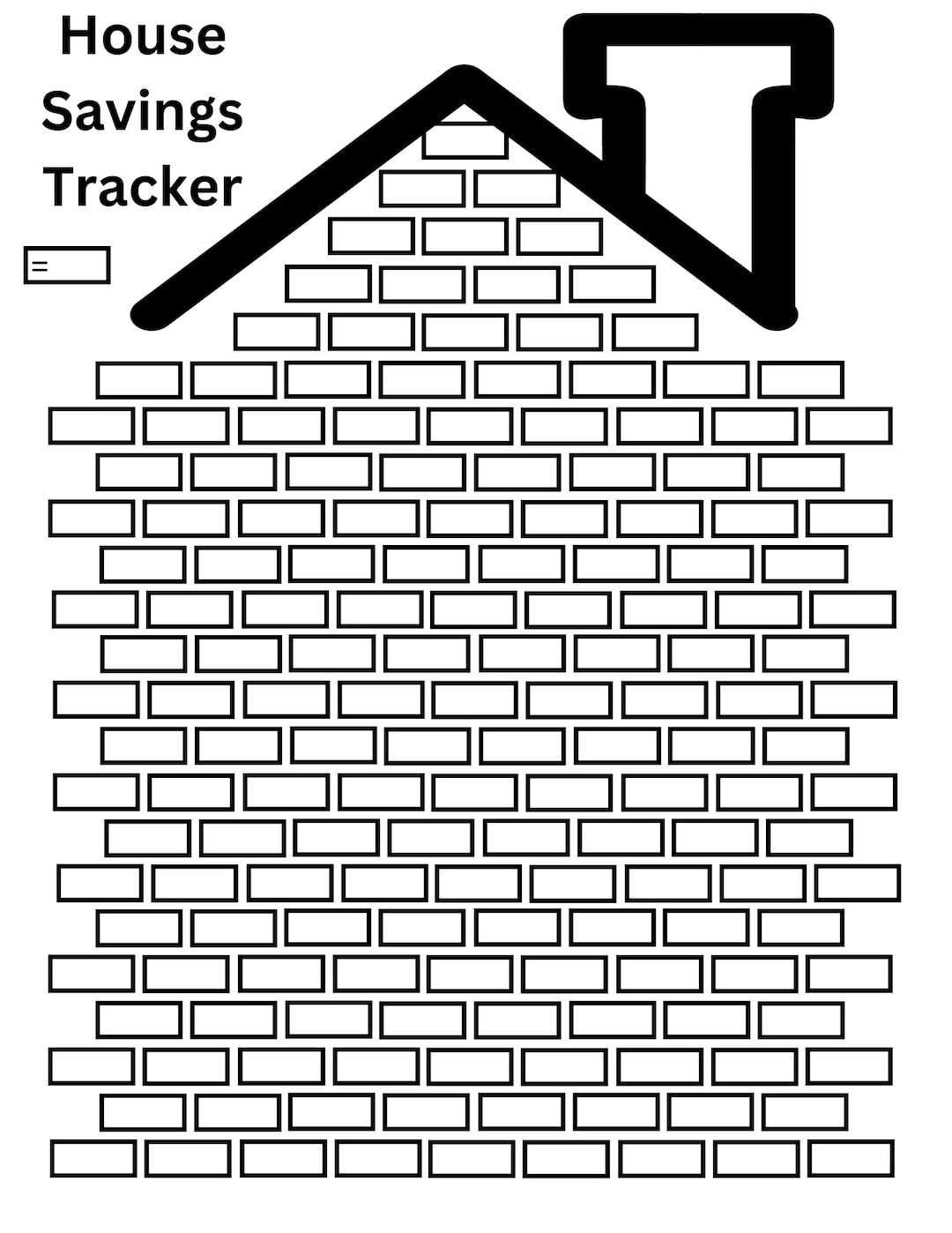 House Savings Tracker Printable, Simple, White, Brick, Money, PNG - Etsy