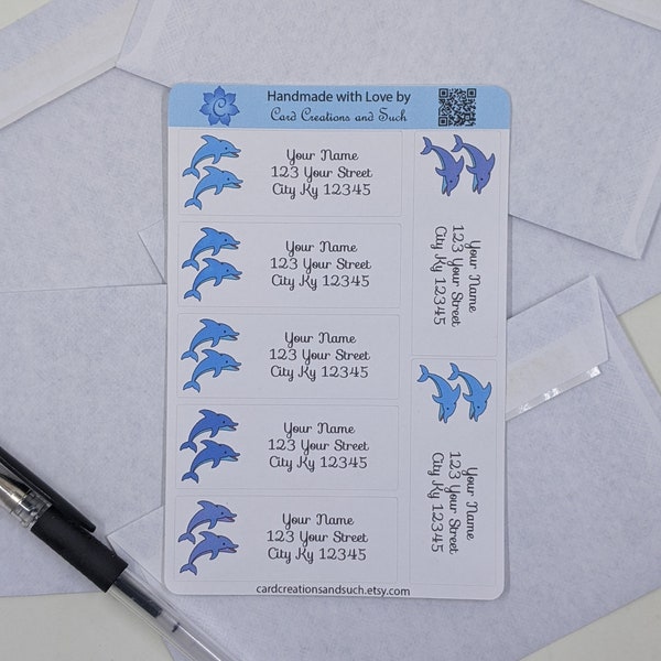 Dolphin Mailing Address Label Sticker Sheet, For Sending Cards, Envelope Seals, Stocking Stuffers, Gift For Her