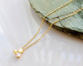 Tiny Star Necklace , 18 inches 925 Gold Vermeil