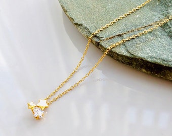 Aurora star cluster necklace, Matt  Gold Vermeil on Sterling Silver 925, 18 inches, Gift for her