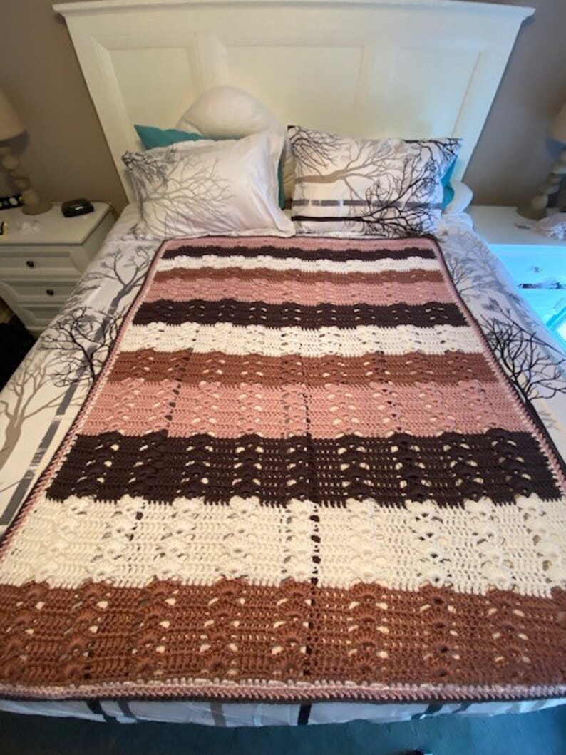 SHELL STITCH BLANKET / Throw Rug Crochet Pattern Digital Download ...