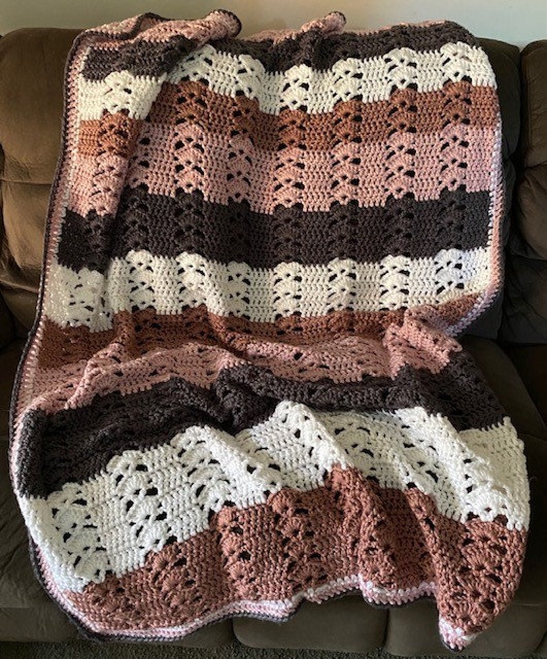 SHELL STITCH BLANKET / Throw Rug Crochet Pattern Digital Download ...