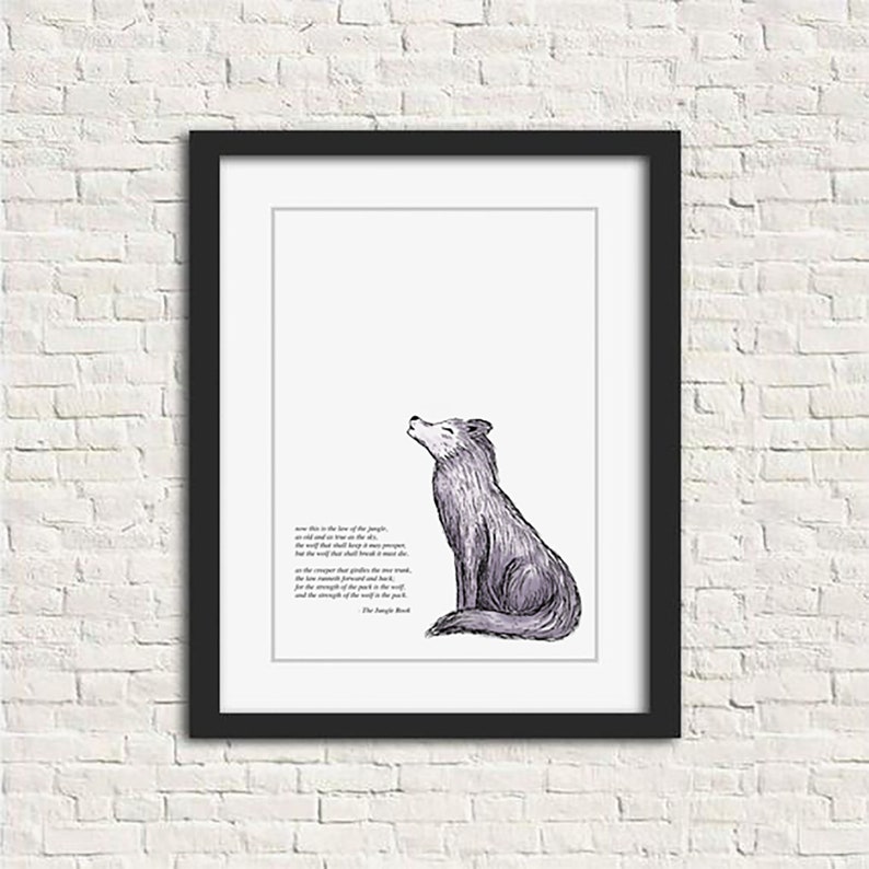 wolf animal wisdom print wall art jungle book quote etsy