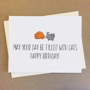 Carte chat | Carte d'anniversaire drôle pour maman chat | Carte personnalisable | Vide à l'intérieur