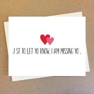 Missing u card per amico, marito o moglie. Celebrazione, anniversario, carta di relazione a distanza. Idee regalo di anniversario per lui.