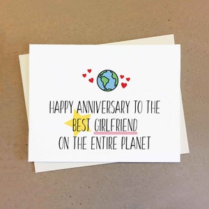 Tarjeta de primer aniversario. Tarjeta de aniversario linda y divertida para novio, novia, esposa o esposo. Regalo de aniversario para pareja.