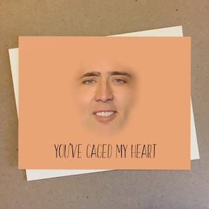 Vous avez mis mon cœur en cage. Nicolas Cage Card. Carte d'anniversaire drôle. Carte mème. Carte de petit ami. Carte de petite amie. Carte d'épouse. Carte mari.