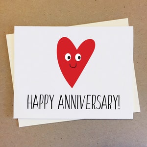 Heart face anniversary card. Funny Sweet Couple Card. Card for Boyfriend Girlfriend Wife Husband Best Friend. Anniversary gift ideas.