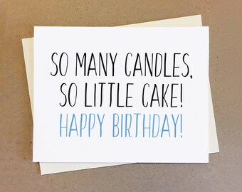 So many candles so little cake birthday card.