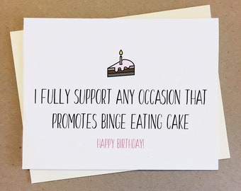 Carte d'anniversaire drôle | Carte gourmande pour amis et famille | carte avec gâteau d'anniversaire | Cadeau d'anniversaire personnalisable