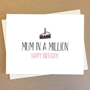 Carte d'anniversaire de maman personnalisée pour maman belle-mère mère Figure. Carte de remerciement personnalisable faite à la main pour maman. Carte vierge. Maman dans un million.