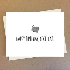 Cadeau d'anniversaire | Carte de joyeux anniversaire simple | Jolie carte d'anniversaire pour amoureux des chats | Souhaits d'anniversaire pour un ami