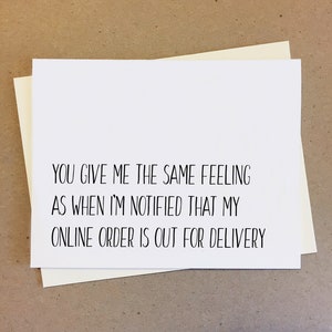Funny Couple Card. Anniversary Card. Card for Girlfriend Boyfriend Wife Husband. Lond Distance LDR. Friendship Card. Order Out For Delivery.