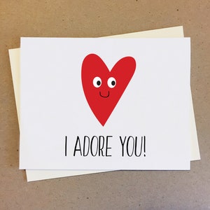 I adore you, heart with face. Happy anniversary card, Sweet card for couples, Boyfriend Girlfriend Wife Husband, Wedding anniversary gift.