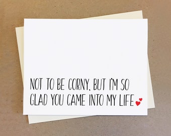 So glad you came into my life. Cute couple card with hearts.
