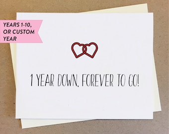 First anniversary card. Second anniversary card for boyfriend or girlfriend. Anniversary card handmade.