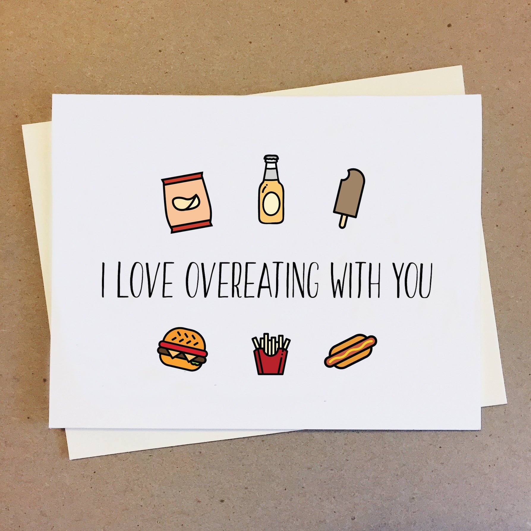 Funny Food Card. I Love Overeating With You. Friendship. - Etsy Singapore Funny Food Card. I Love Overeating With You. Friendship. - Etsy Singapore