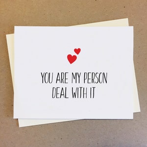 Tu es ma personne pour t'en occuper. Carte drôle de couple doux. Carte pour petit ami petite amie épouse mari meilleur ami. Un vrai amour.